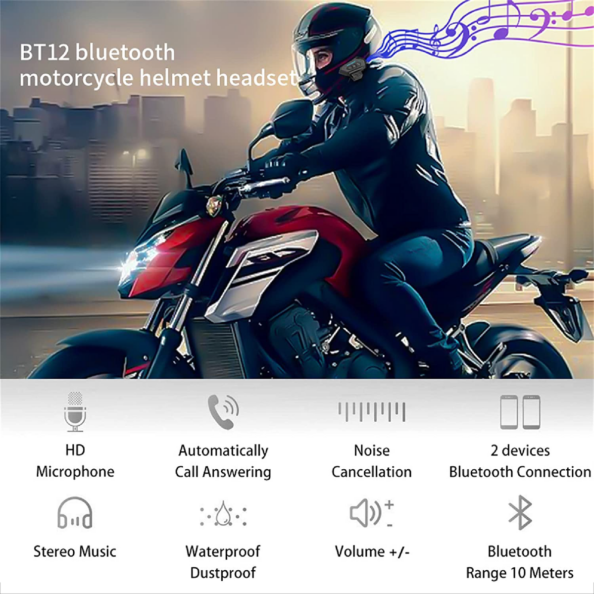 Intercomunicador De Casco Bt12 Auricular