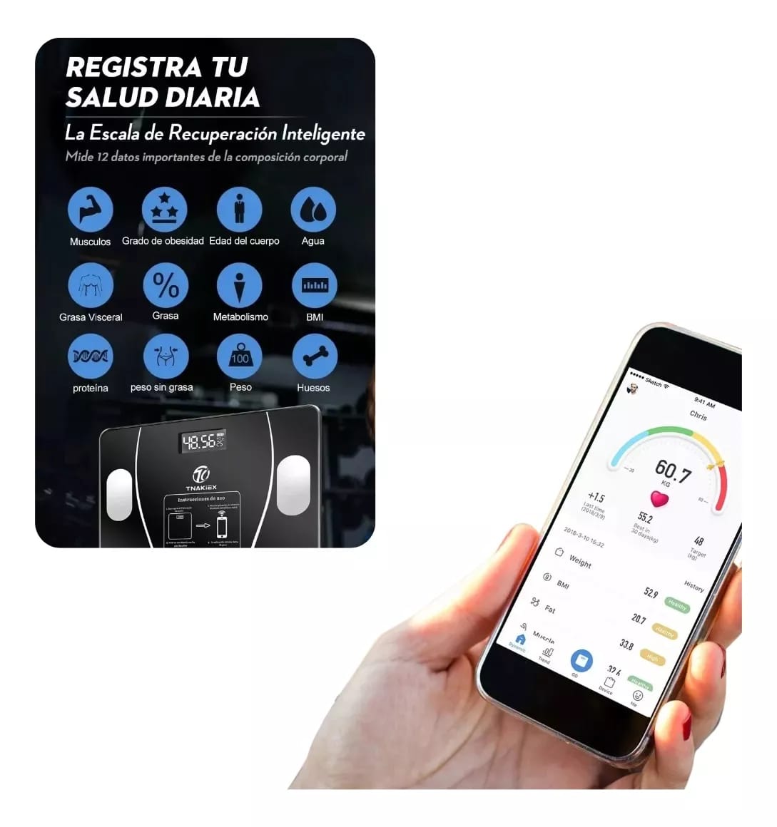 BASCULA INTELIGENTE BLUETOOTH