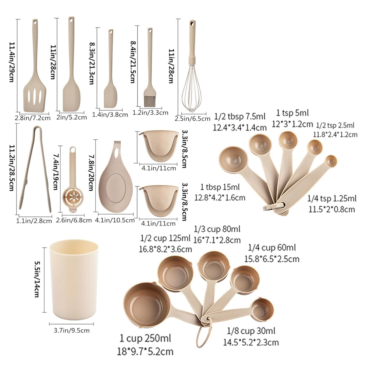 Juego utensilios cocina silicona 21pcs