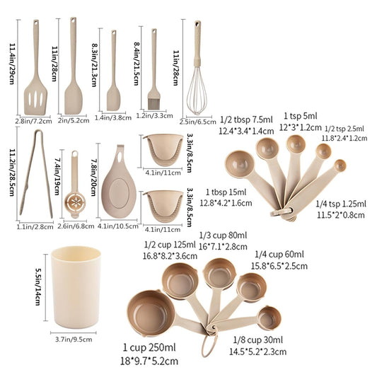 Juego utensilios cocina silicona 21pcs