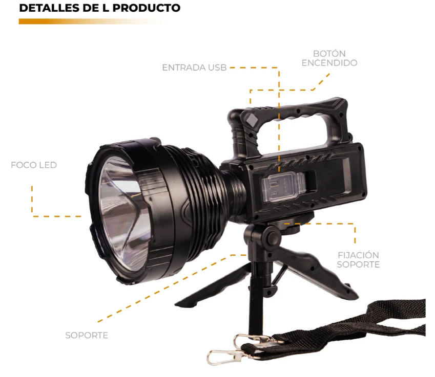 Linterna Largo Alcance Hextul Recargable
