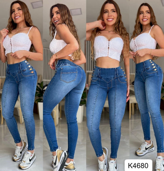 K4691 SKINNY AZU ENCAUCHADO 10 BOTONES
