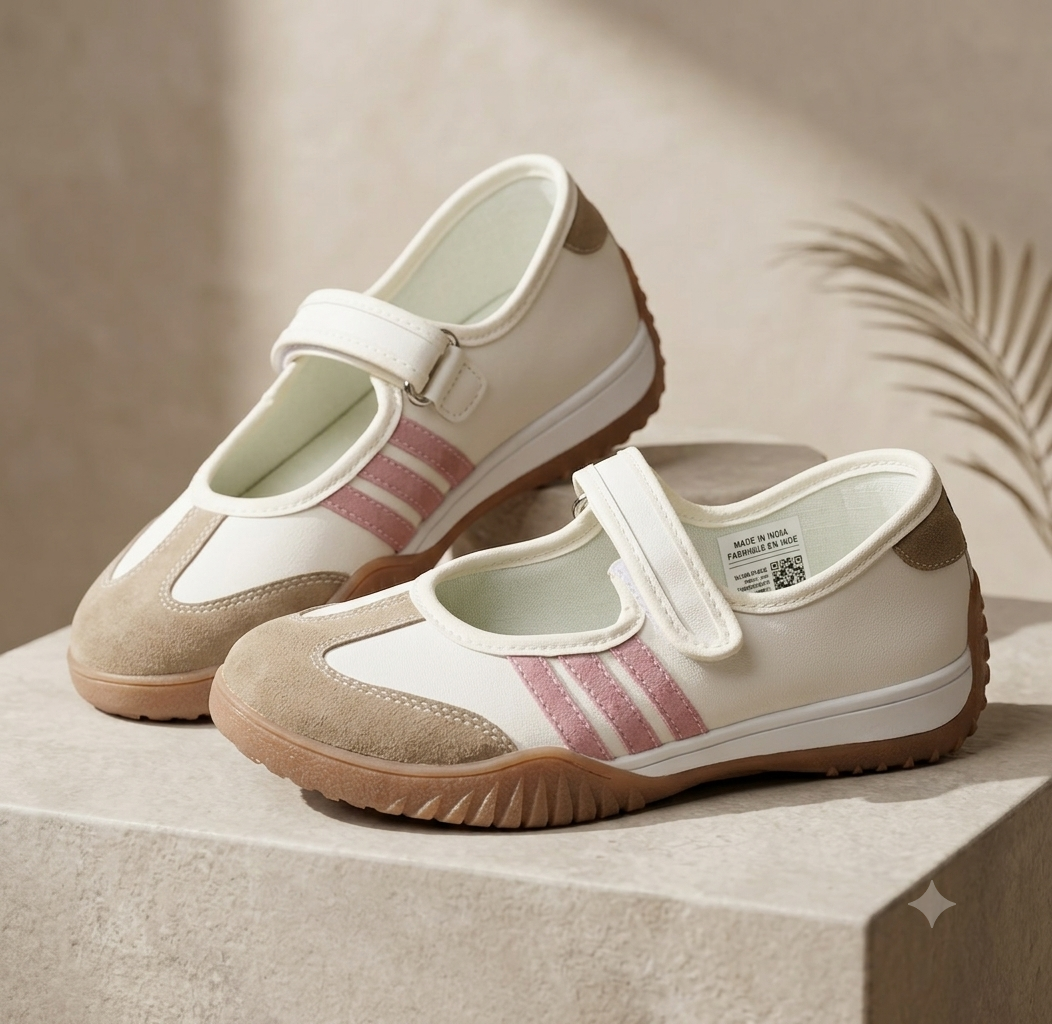 Baleta Adidas Cierre Mágico Blanco Rosa