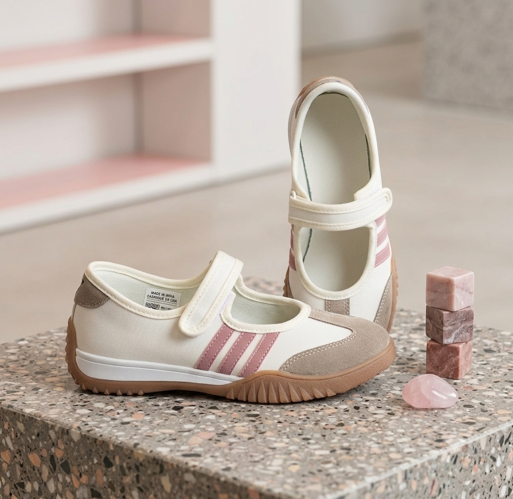 Baleta Adidas Cierre Mágico Blanco Rosa