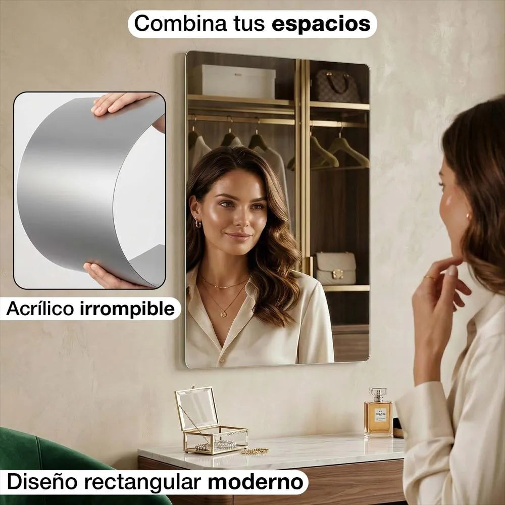 Espejo Sticker Decoratico Adhesivo Pared
