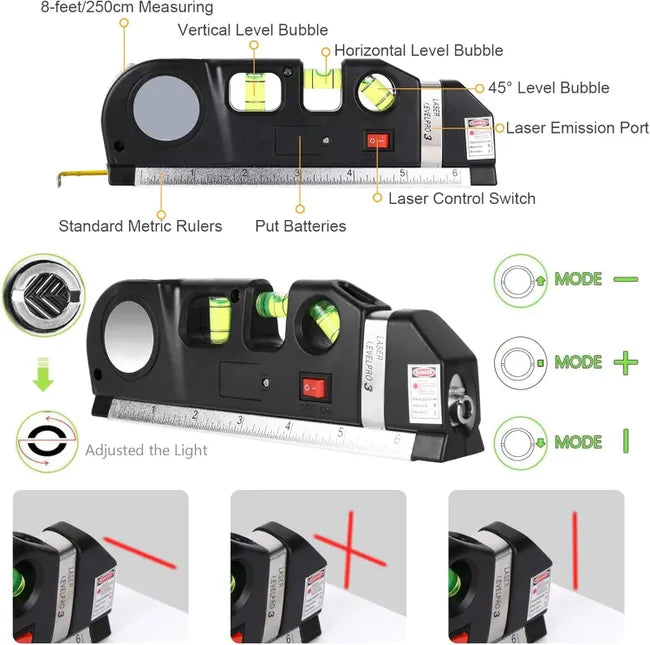 Nivel Laser 3 Burbujas Cinta Metrica